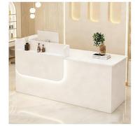 Réception de comptoir à tiroir avec bande lumineuse LED pour bureau, comptoir de réception avec rangement, comptoirs de caisse, hall de vente au détail, salon de beauté, H à droite, 119 x 61 x 99 cm