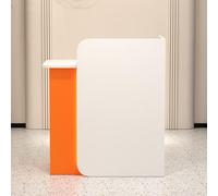 Reception Desk Negotiation Table Computer Cabinet with Cable Management Welcome Table & Checkout for Stores Lobbies Bars & Reception Areas White & Orange 60 x 45 cm