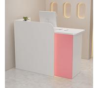 Reception Desk Negotiation Table Computer Furniture Cash Register Counter Lockable Drawer Welcome Desk Office Furniture Beauty Salon White & Pink 80x50x100cm