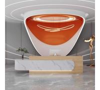 Réception Moderne avec tiroirs verrouillables et éclairage LED - Comptoir Compact en MDF avec Gestion des câbles pour Bureau, Salon de beauté et Commerce de détail,E,120x60x100cm
