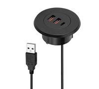 Recessed Grommet Port, Desk Hole Outlet, 59.06in Round Flush-Mount USB Charger, Cord Block for Electronic Accessories, Furniture Integration, Mobile Phone, Tablet, Office