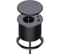 Recessed Power Strip with 1 Socket, 1 USB C Port, 1 USB A Port, 80 mm Diameter, 1.5 m Cable, Desk Socket for Kitchen, Office, Furniture, Black