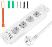 Recessed Power Strip With 2 Usb-A And 2 Type-C, Built-In 4 Sockets, 4000 W, 16 A, Usb Socket For Worktop, Sofa Table, Home, Office, 1.8 M Cable