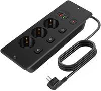 ® Recessed Worktop Socket With 3 Sockets, 2 Usb A+2 Usb C, 3 Separate Switches For Conference Table, Desk, Workstation