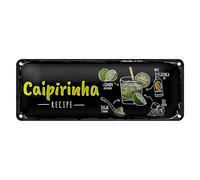 Recette de Caipirinha | Plaque en tôle | Décoration de bar | Amateurs de cocktails | 10 x 27 cm