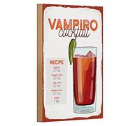 Recette de cocktail Vampiro - Plaque en bois - Décoration vintage - 12 cm x 18 cm