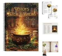Recettes de ragoût et de brassage de sorcière : 50 recettes enchantées pour le corps et l'âme, livre de cuisine en spirale d'Halloween et païen, recettes de ragoût magique, d'infusion et de grimoire