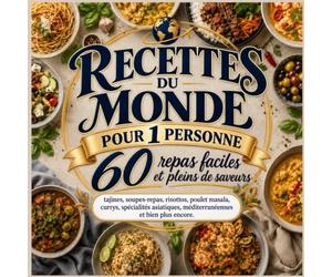Recettes du Monde pour 1 Personne: 60 repas faciles et pleins de saveurs : tajines, soupes-repas, risottos, poulet masala, currys, spécialités asiatiques, méditerranéennes et bien plus encore.