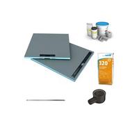 Receveur à carreler 120 x 100 cm Wedi Fundo Riolito Neo + barrette + bonde horizontale + kit d'étanchéité et colle 320