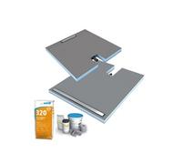 Receveur à carreler 120 x 90 cm Wedi Fundo Plano Linea écoulement linéaire sortie sur le petit coté + kit d'étanchéité + Wedi 320