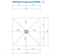 Receveur À Carreler Écoulement Centré Fundo Primo, 120 X 120