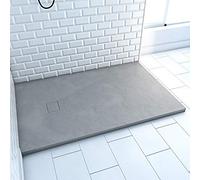 Receveur en résine effet pierre - AURLANE - Stone - Gris - 80 x 120 cm - Pente diamant - Epaisseur 40mm
