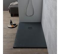 RECEVEUR DE DOUCHE 120X70 EN RÉSINE GRIS ANTHRACITE EFFET PIERRE MUSE