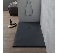 RECEVEUR DE DOUCHE 140x80 EN RÉSINE GRIS ANTHRACITE EFFET PIERRE MUSE