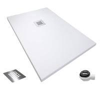 Receveur de Douche 70x80cm Antidérapant Blanc en Résine | Résistant aux Produits Chimiques | Antibactérien | Avec Bonde de Douche et Grille de Vidange | Installation Facile (Blanc, 70x80)