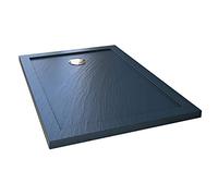 Receveur de Douche 75x160x4cm Rectangle Acrylique avec Bordures Anthracite Effet Pierre Mod. Flower