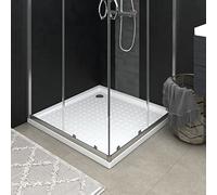 Receveur de douche 90 x 90 x 4 cm en ABS robuste, bac de douche antidérapant avec entrée basse pour votre salle de bain, blanc