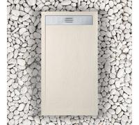 Receveur de douche 90X115 cm Avec grille latérale Vulcano Line Slim Beige Ral 9001 En résine synthétique et poudre de marbre Avec écoulement libre - FRASCIO