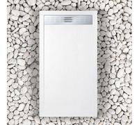 Receveur de douche 90X115 cm avec grille latérale Vulcano Line Slim Blanc en résine et poudre de marbre avec écoulement libre - FRASCIO