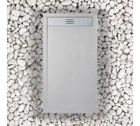 Receveur de douche 90X115 cm avec grille latérale Vulcano Line Slim gris perle Ral 7035 En résine synthétique et poudre de marbre Avec écoulement libre - FRASCIO
