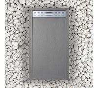 Receveur de douche 90X115 cm avec grille latérale Vulcano Line Slim Gris Ral 7037 En résine synthétique et poudre de marbre Avec écoulement libre - FRASCIO