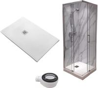 Receveur de douche 90X115 cm Vulcano Line Slim Blanc + cabine de douche 90x115 cm hauteur 200 cm avec ouverture d'angle - FRASCIO