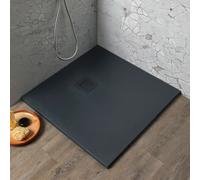 RECEVEUR DE DOUCHE 90X90 RÉSINE GRIS ANTHRACITE EFFET PIERRE MUSE
