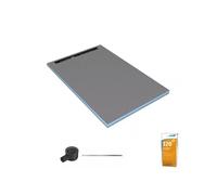 Receveur de douche à carreler 140 x 90 cm WEDI Fundo Riolito Neo écoulement horizontal + barrette de finition 70 cm + colle 320