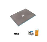 Receveur de douche à carreler 140 x 90 WEDI Fundo Primo écoulement centré + bonde horizontale + kit d'étanchéité + colle 320
