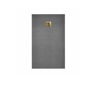 Receveur de Douche à Carreler 140x80cm avec Bonde à Sortie Horizontale - Grille Finition Or Brossé