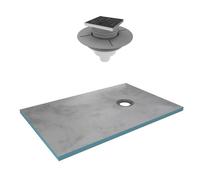 Receveur de Douche à Carreler 140x90 cm avec Bondes à Sortie Verticale - Grille Inox