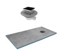 Receveur de Douche à Carreler 140x90 cm avec Bondes à Sortie Verticale - Grille Noire