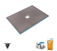 Receveur de douche à carreler 150 x 100 WEDI Fundo Primo écoulement centré + bonde verticale + kit d'étanchéité + colle 320
