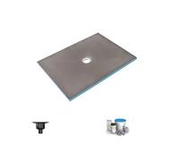 Receveur de douche à carreler 150 x 100 WEDI Fundo Primo rectangle écoulement centré + bonde verticale + kit d'étanchéité