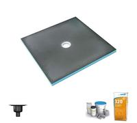 Receveur de douche à carreler 150 x 150 WEDI Fundo Primo carré écoulement centrée + bonde verticale + kit d'étanchéité + colle 320