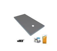Receveur de douche à carreler 160 x 100 WEDI Fundo Primo écoulement excentré + bonde horizontale + kit d'étanchéité + colle 320