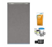 Receveur de douche à carreler 180 x 90 cm Wedi Fundo Riolito Neo + barrette de finition + bonde horizontale + kit d'étanchéité + co