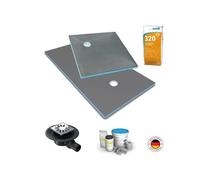Receveur de douche à carreler 180 x 90 WEDI Fundo Primo écoulement excentré + bonde horizontale + kit d'étanchéité + colle 320