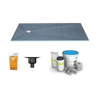 Receveur de douche à carreler 180 x 90 WEDI Fundo Primo écoulement excentré + bonde verticale + kit d'étanchéité + colle 320