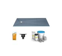 Receveur de douche à carreler 180 x 90 WEDI Fundo Primo écoulement excentré + bonde verticale + kit d'étanchéité + colle 320