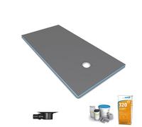 Receveur de douche à carreler 200 x 100 WEDI Fundo Primo écoulement excentré + bonde horizontale + kit d'étanchéité + colle 320