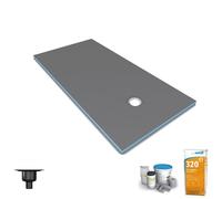 Receveur de douche à carreler 200 x 100 WEDI Fundo Primo écoulement excentré + bonde verticale + kit d'étanchéité + colle 320