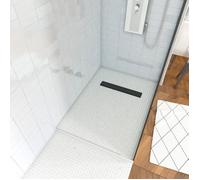 RECEVEUR DE DOUCHE A CARRELER 80x120CM AVEC BONDE CANIVEAU NOIR MAT POUR DOUCHE A L'ITALIENNE - RECOUPABLE SUR MESURE - DARK RAINY