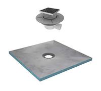 Receveur de Douche à Carreler 90x90 cm avec Bondes à Sortie Horizontale - Grille Inox