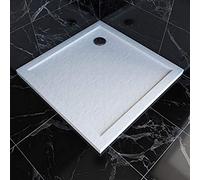 Receveur de douche a poser carre extra plat en acrylique renforcee blanc finition pierre - 90x90 cm