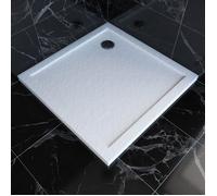 Receveur de douche a poser carre extra plat en acrylique renforcee blanc finition pierre - 90x90 cm