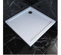 Receveur de douche a poser extra plat en acrylique renforcee blanc - finition pierre - 80x80 cm