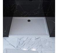Receveur de douche a poser rectangle extra plat en acrylique renforcee blanc - finition pierre