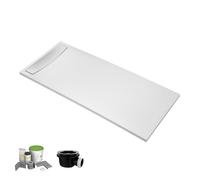 Pack receveur de douche antidérapant 120 x 80 Flight Neus rectangle blanc+Kit d'étanchéité WEDI + Bonde + Capot
