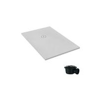 Receveur de douche antidérapant 160 x 80 Singulier neoroc rectangle blanc avec bonde sans capôt horizontale